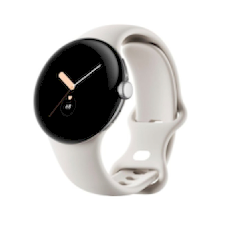 Google Pixel Watch WiFi 41mm Polished Silver Case with Sport Band - Chalk