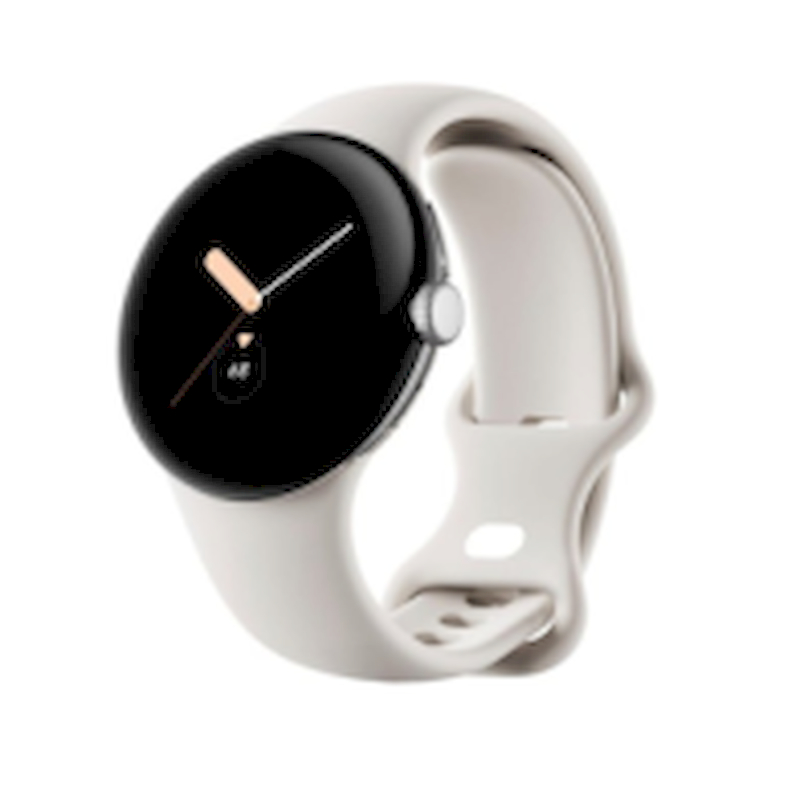 Google Pixel Watch WiFi 41mm Polished Silver Case with Sport Band - Chalk